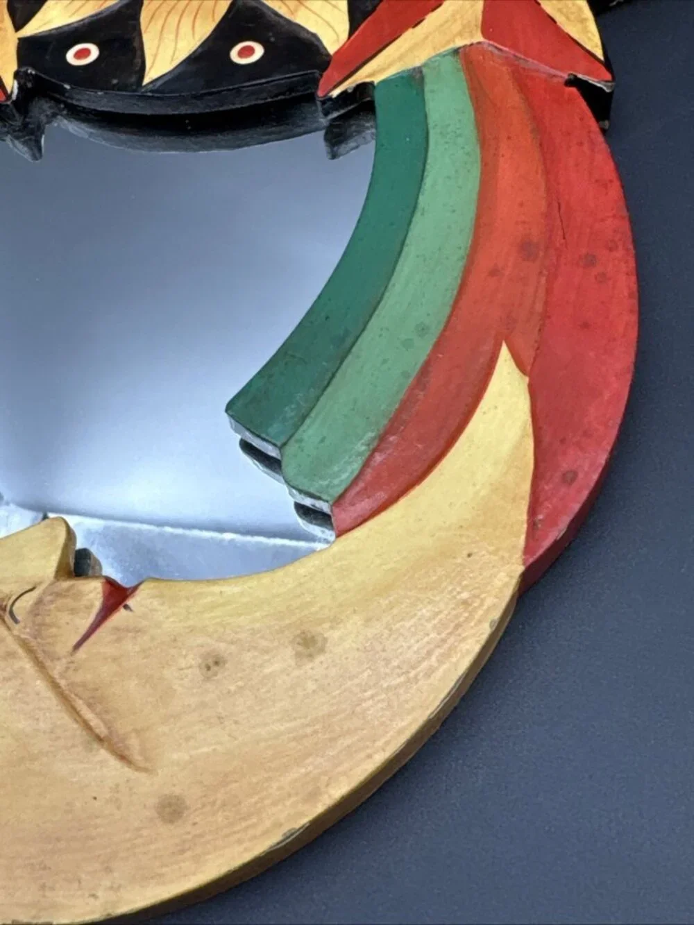 Oval Crescent Celestial Moon & Stars Mirror Wall Hanging Hand painted Y2K Boho